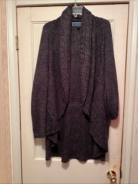 Karen Scott Dark Charcoal Open-Front Drape Cardigan
